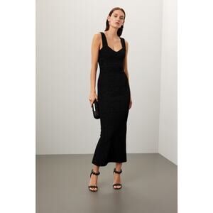 HERVÉ LÉGER Black Bandage Sweetheart Neckline Lurex Gown Dress Size Medium